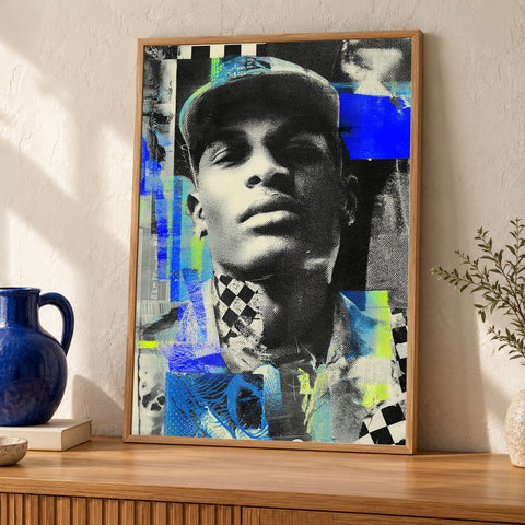 Hypebeast Decor, 90s Hip Hop Collage, African American Art — oak frame room mockup