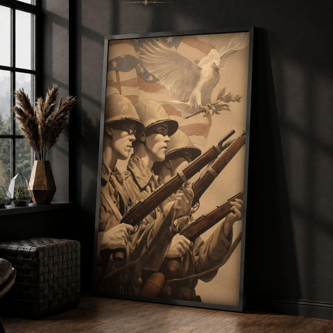 WW2 Poster, American Soldiers Print, Vintage Military Wall Art