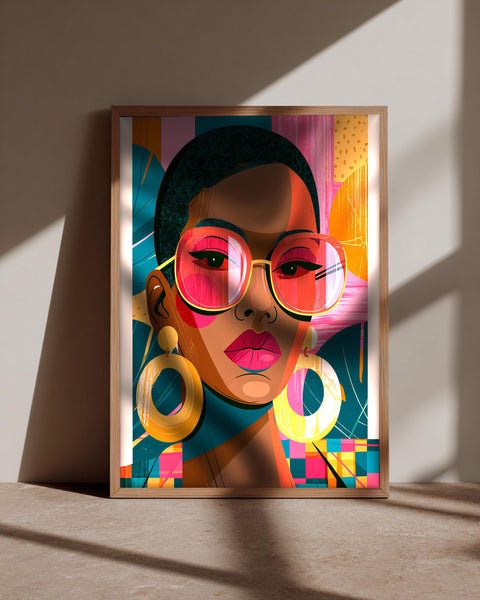 Black Woman Art, Bold Retro Portrait, African American Decor