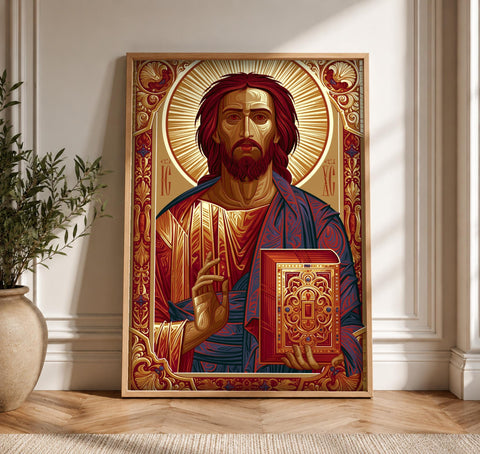 Orthodox Icon Art, Byzantine Christ Jesus Print, Christian Gift
