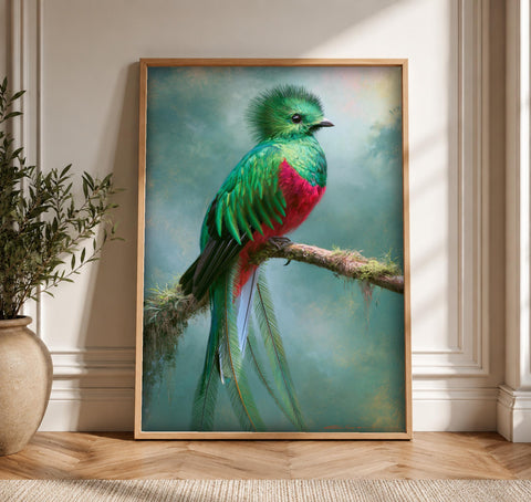 Mexican Folk Art, Aztec Quetzal Sacred Bird, Cultural Decor