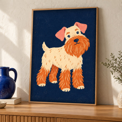 Dog wall art — Bearded terrier — Framed room mockup