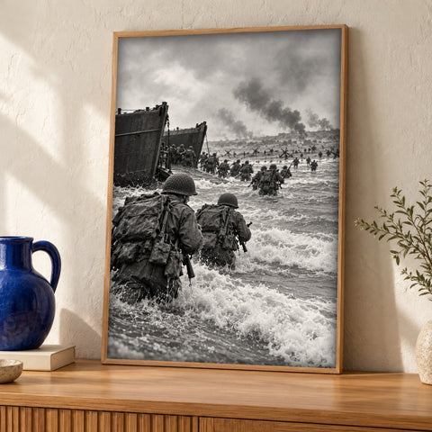 WWII poster — D-Day Normandy Landings — Framed room mockup