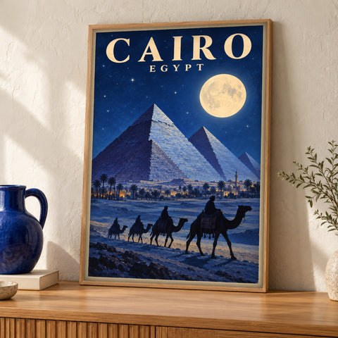 Egypt Poster — Pyramids of Giza — Framed room mockup