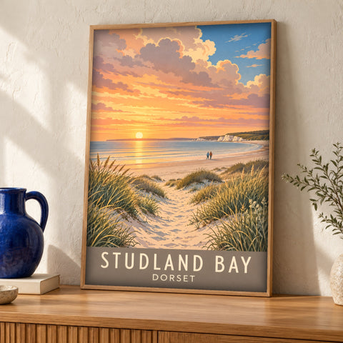Coastal wall art — Studland Bay, Dorset — Framed room mockup