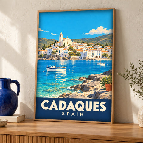 Coastal wall art — Cadaqués, Spain — Framed room mockup