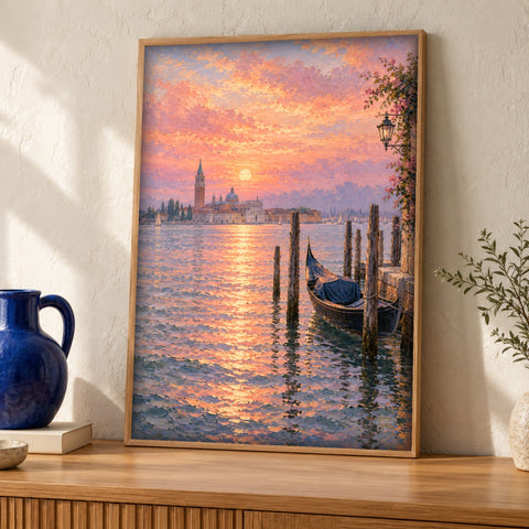 Venice Wall Art — San Giorgio Maggiore at Sunset — Framed room mockup