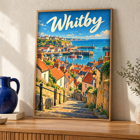 Yorkshire Print — Whitby Harbour — Framed room mockup