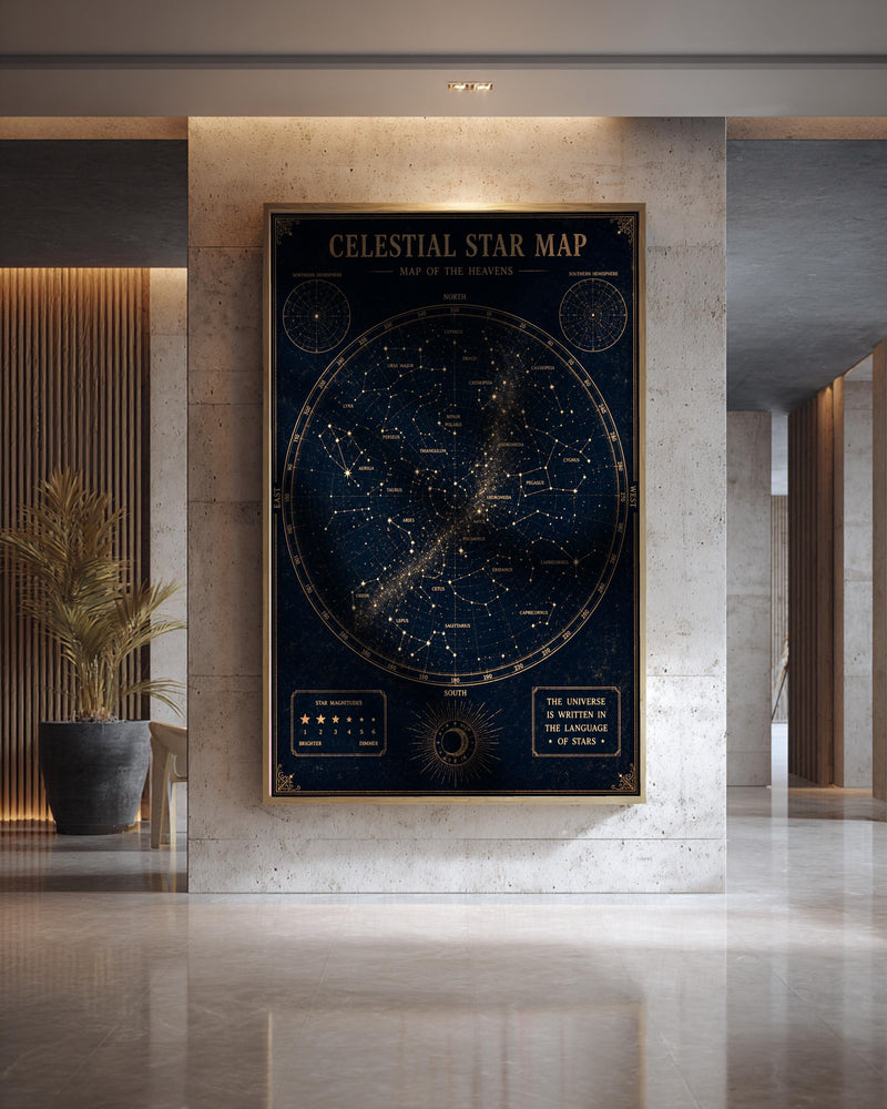 Antique celestial star map representing Celestial and Astronomy artwork