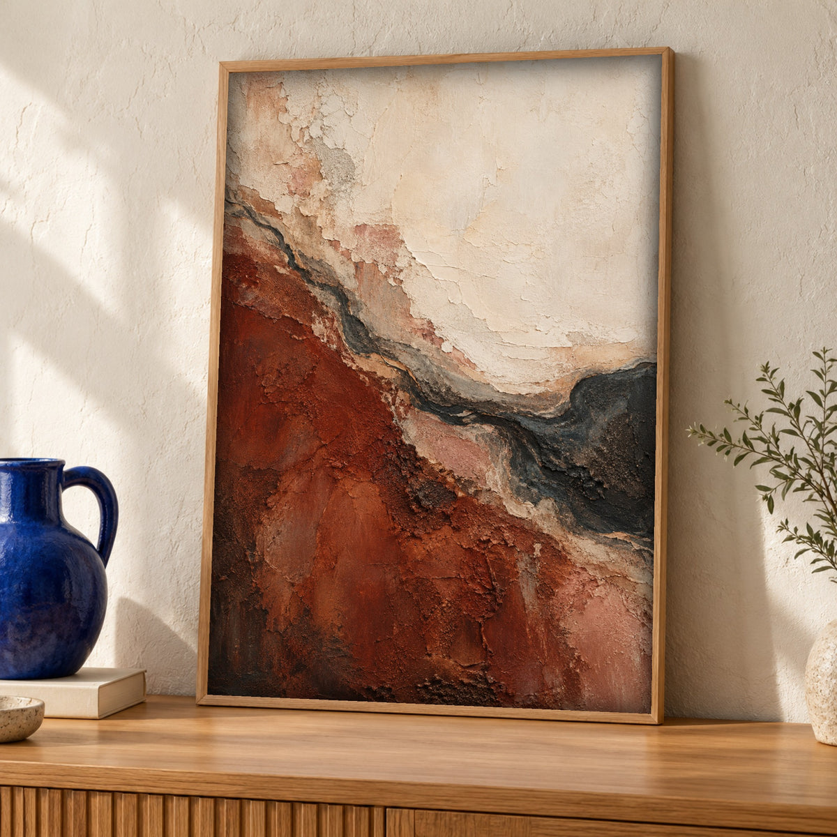 Abstract wall art, Terracotta Strata, Earth Tone Print, Framed Unframed or Digital