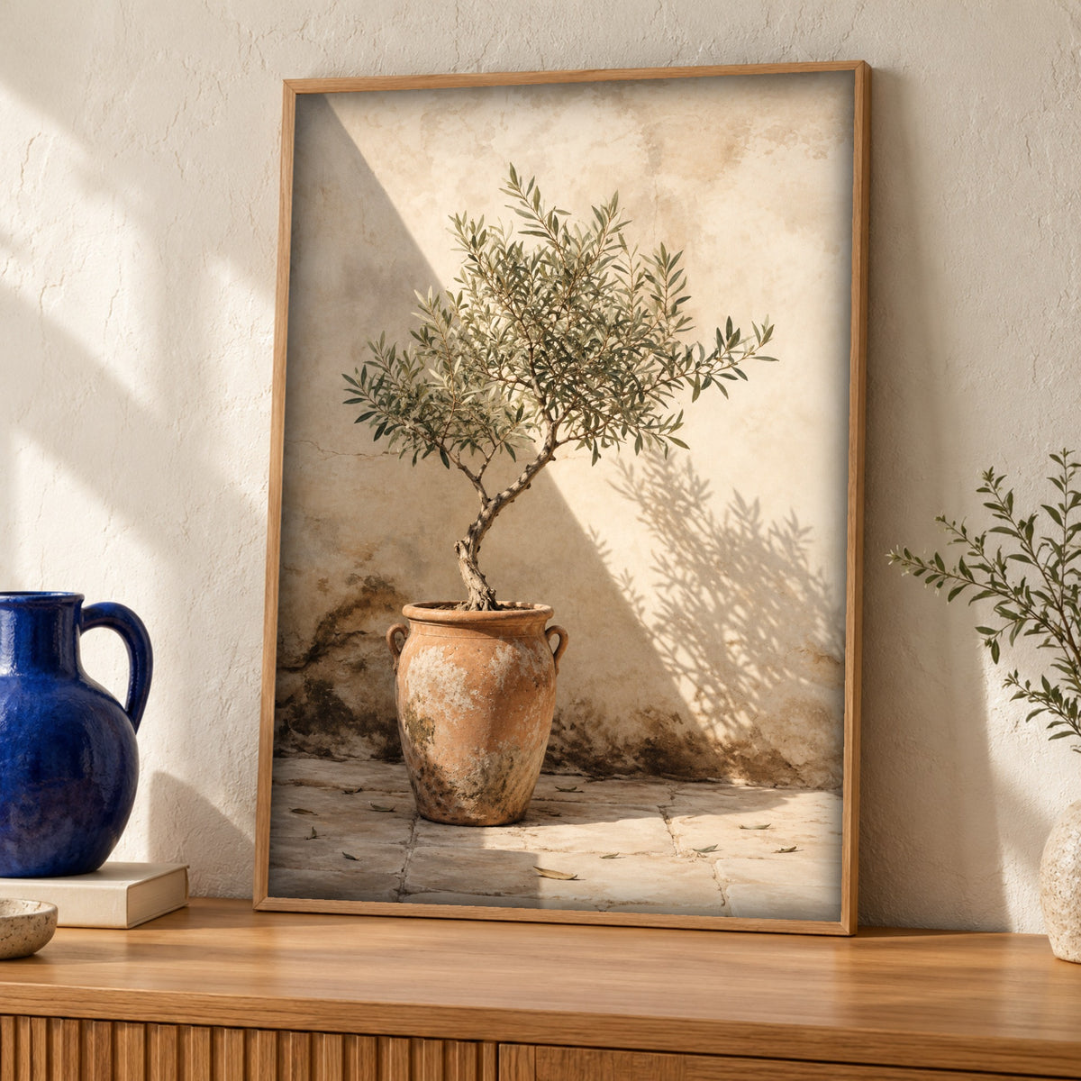 Olive tree print, Terracotta Pot, Mediterranean Decor, Framed Unframed or Digital