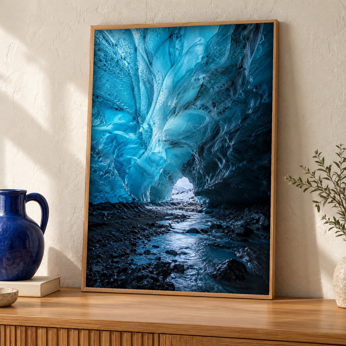 Ice cave wall art, Blue glacier, Nature photography, Framed Unframed or Digital