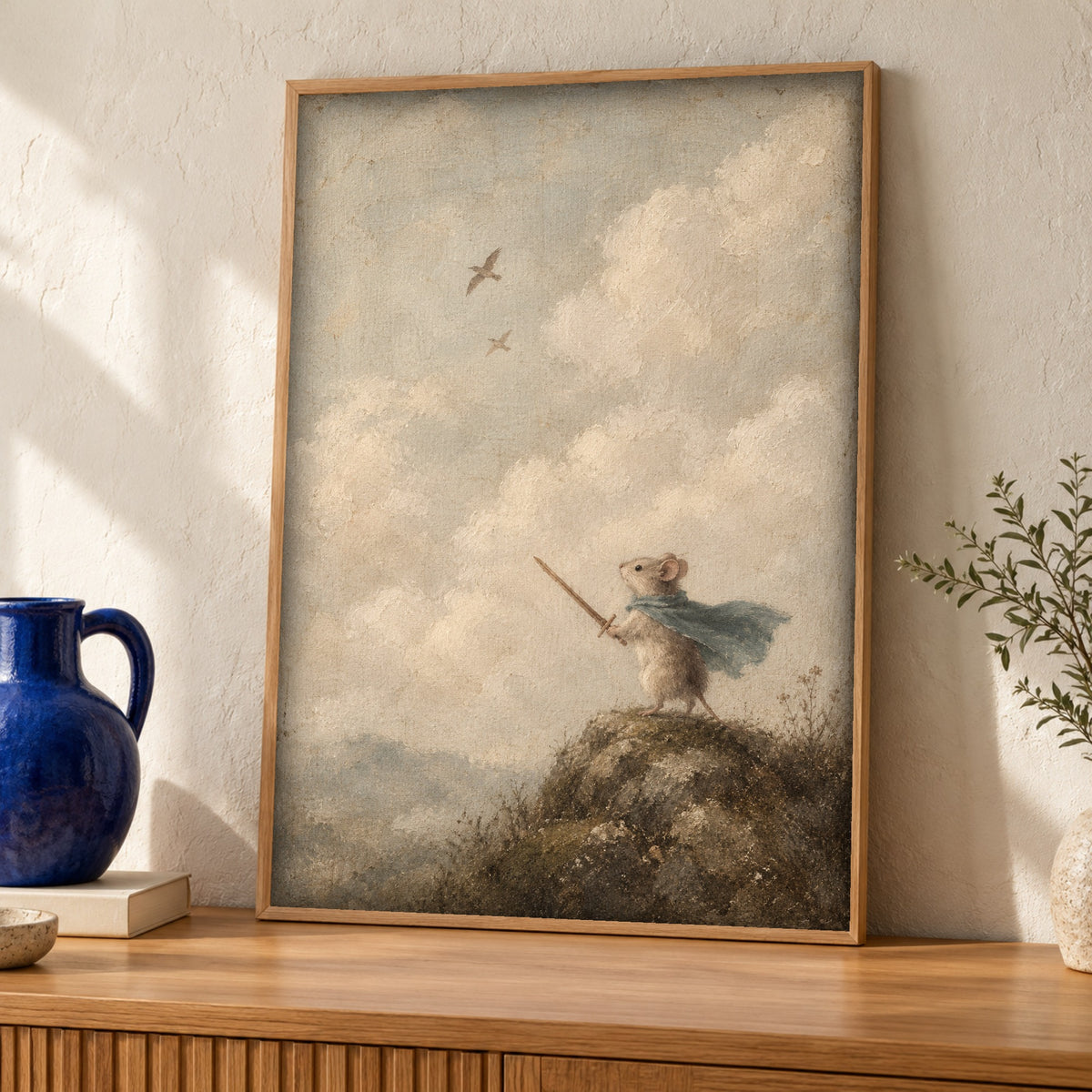 Fantasy wall art, Mouse Knight, Storybook Decor, Framed Unframed or Digital