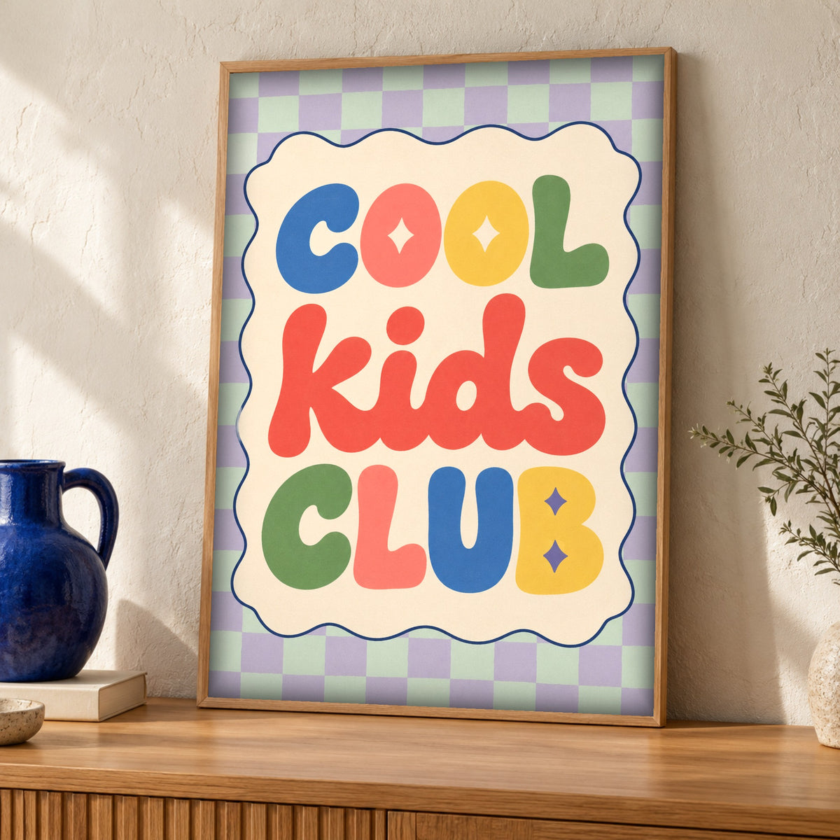 Retro wall art, Cool Kids Club, Playroom Decor, Framed Unframed or Digital