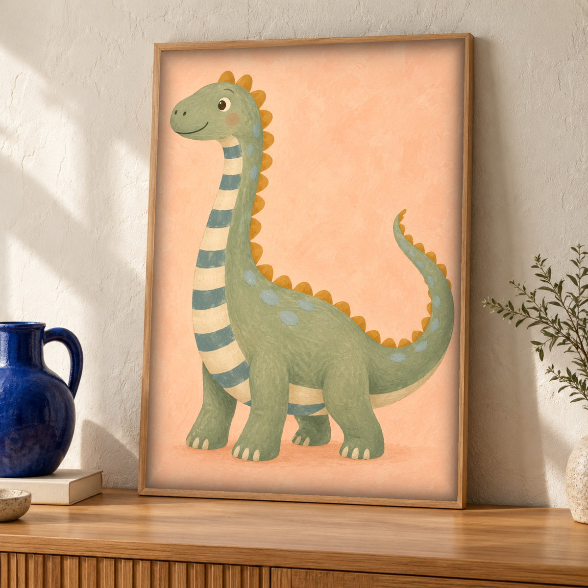 Dinosaur wall art, Sauropod Illustration, Nursery Decor, Framed Unframed or Digital