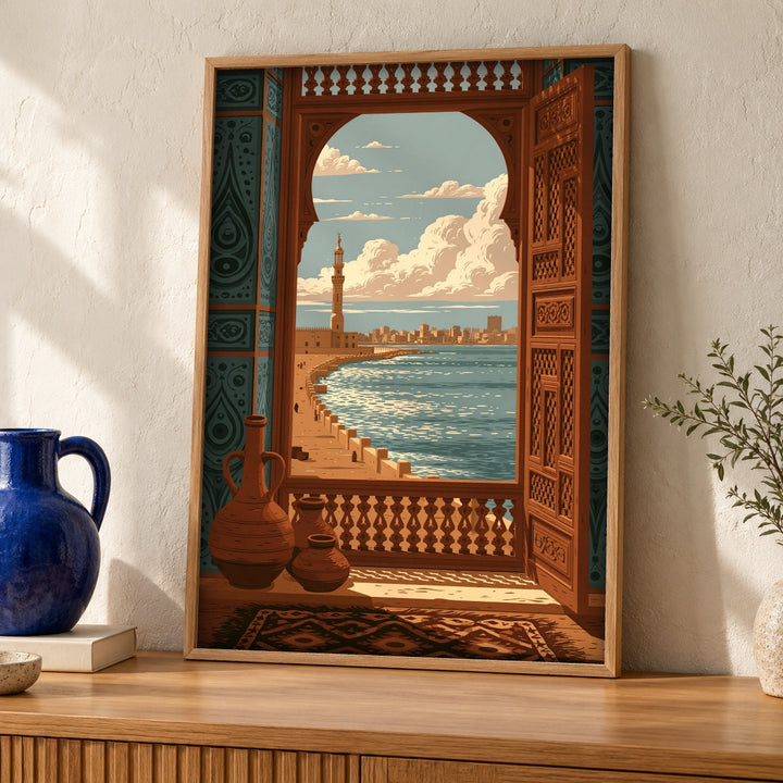 Ottoman Wall Art, Alexandria Egypt Citadel Print, Islamic Decor