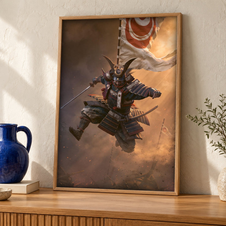 Samurai Wall Art, Japanese Warrior Print, Medieval Battle