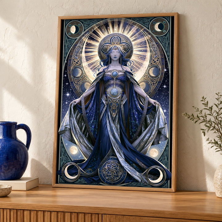 Celtic Moon Goddess Print, Dark Academia Decor