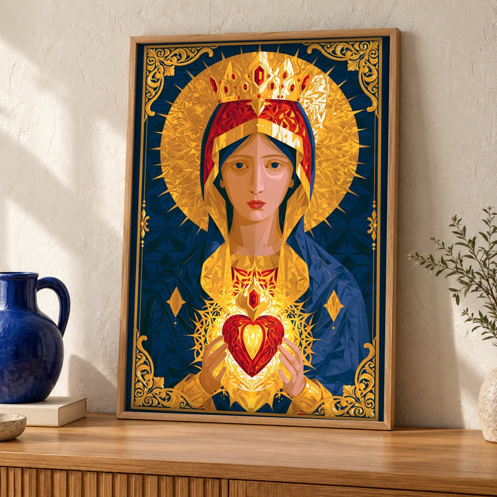 Christian Icon Art, Immaculate Heart Mary, Catholic Gift