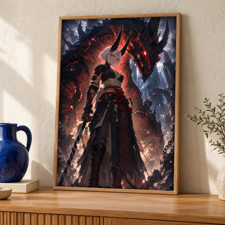 Dark Fantasy Art, Dragon Warrior Sword Print
