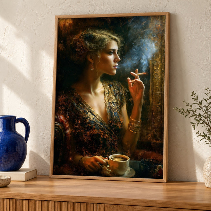 Dark Academia Art, Belle Époque Lady Print, Coffee Poster