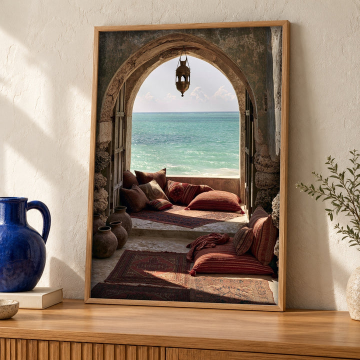 Islam Wall Painting, Ottoman Riad Art, Moorish Coastal Palace