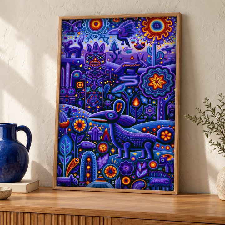 Mexican folk art, Huichol Deer Deity, Wixáritari, Cultural Decor