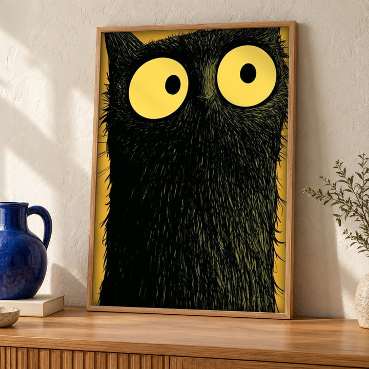 Black Cat Wall Art, Gothic Decor Print, Moody Feline