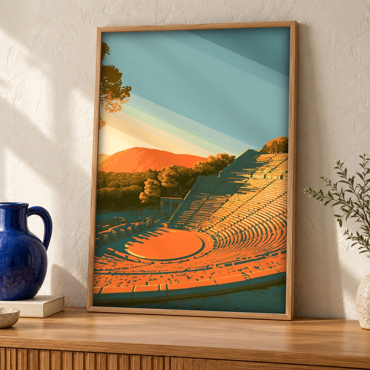 Ancient Greece Wall Art, Epidaurus Theatre Print, Ruins Decor