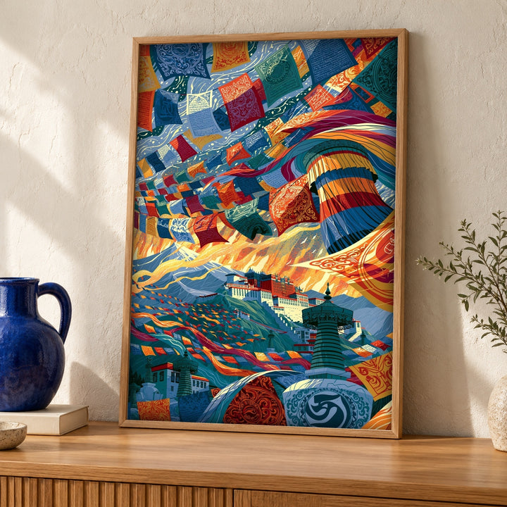 Tibetan Prayer Flags, Potala Palace Buddhist Art, Spiritual Decor