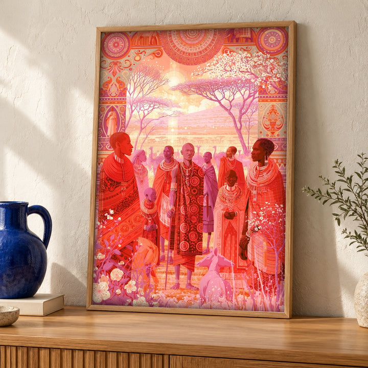 African Wall Art, Maasai People, Savanna Heritage, Cultural Decor