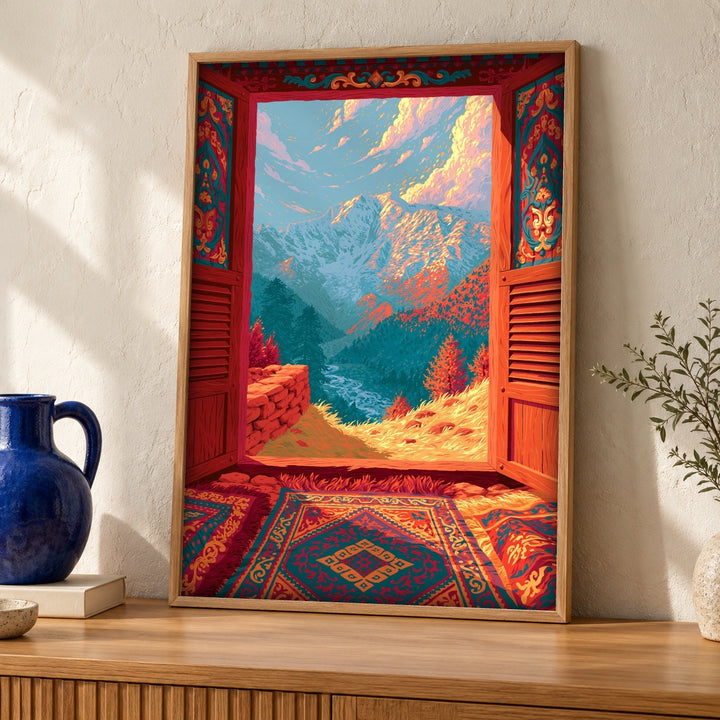 Silk Road Wall Art, Himalayan Mountain Print, Cultural Decor