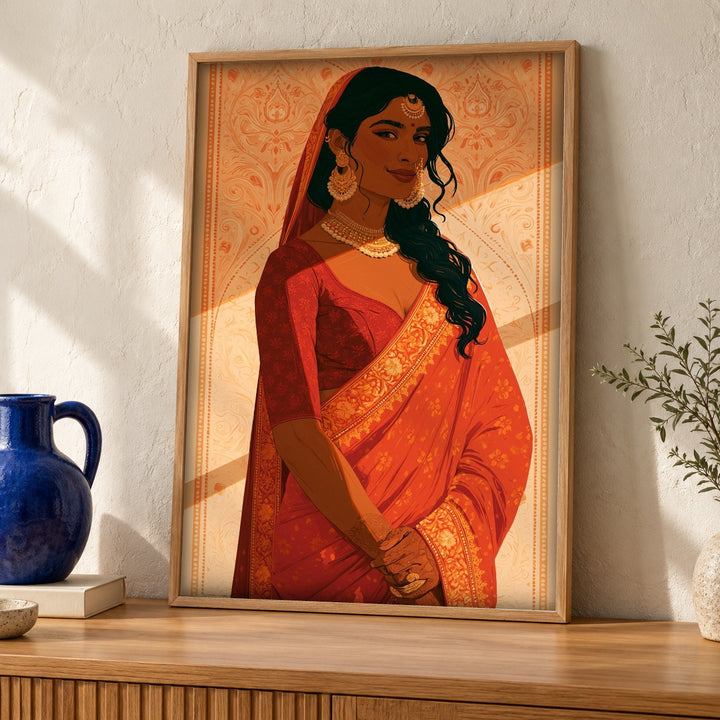 Indian Art Print, Mughal Bride Portrait, Cultural Decor