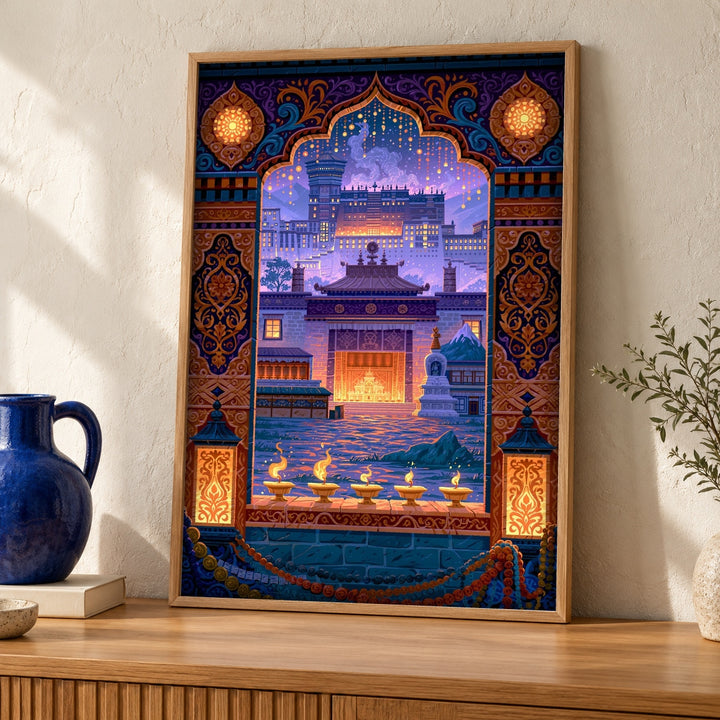 Tibetan Palace Art, Potala Festival Print, Cultural Decor