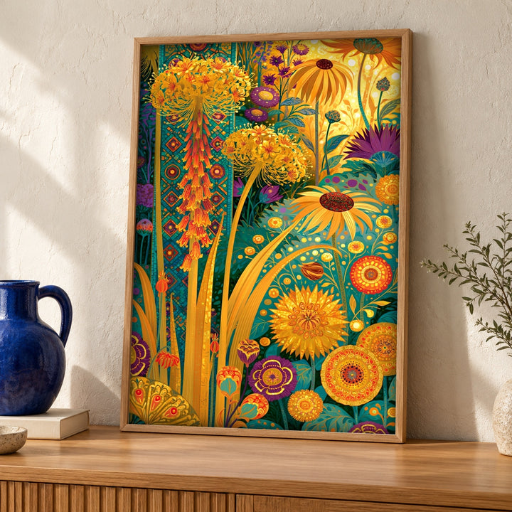 Vibrant Wall Art, Botanical Garden Folk Print
