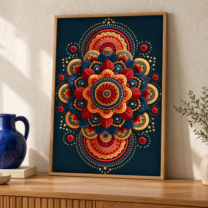 Indian Art, Mughal Mandala Print, Cultural Decor