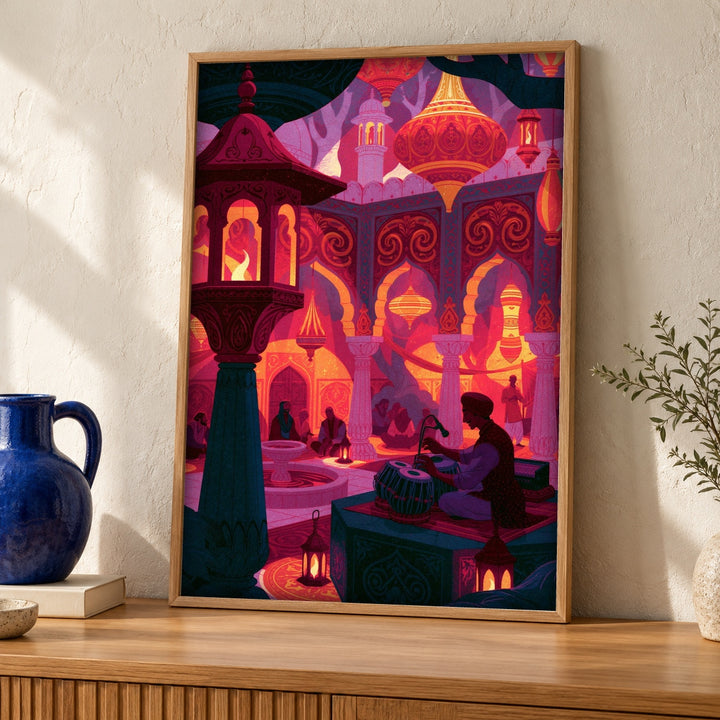 Mughal Court Art, Indian Empire Music Print, Islamic Decor