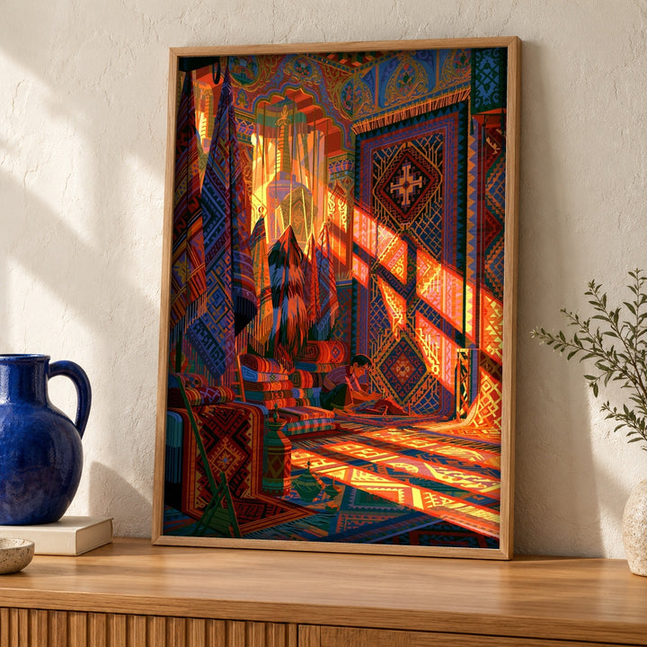 Ottoman Bazaar Art, Silk Road Carpet Print, Cultural Decor