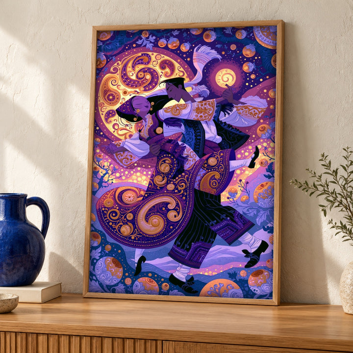 Folk Art, Ottoman Court Dance Print, Cultural Decor