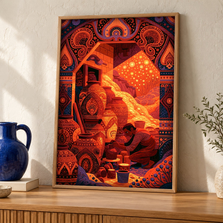 Indian Art, Ancient Pottery Craft Heritage, Cultural Decor