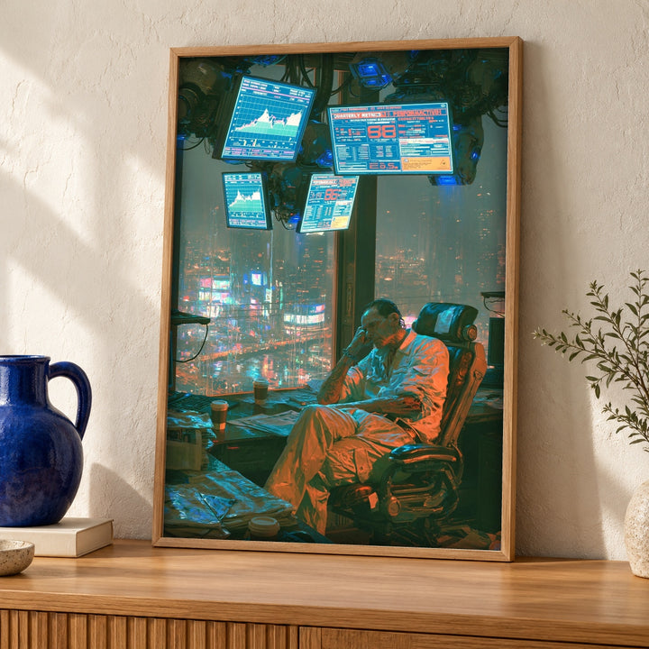 Tokyo Poster, Cyberpunk City Wall Art, Neon Skyline Man Cave Print