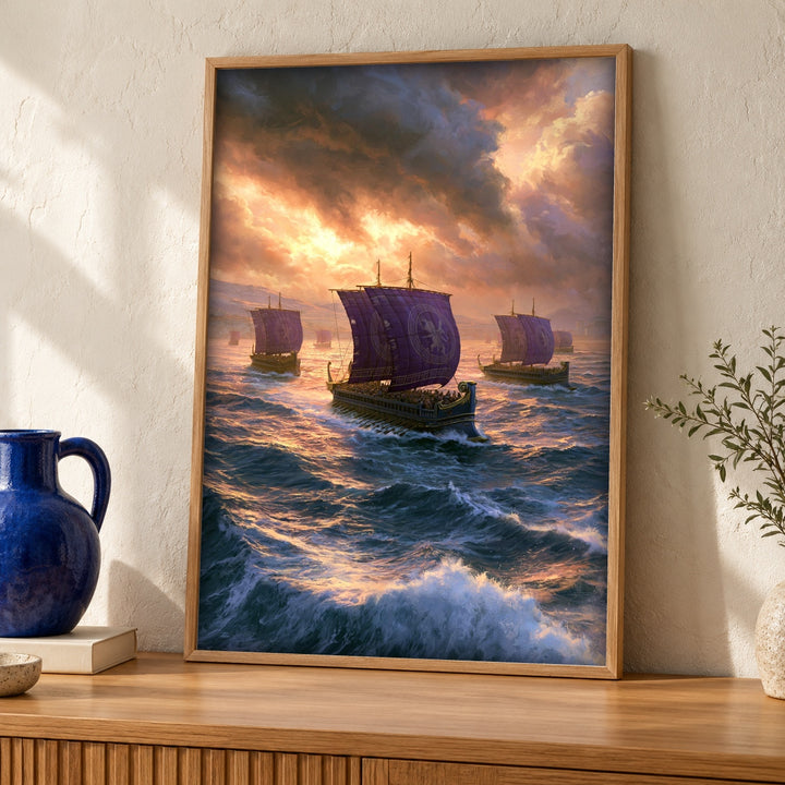 Sailing Ship Art, Ancient Roman Fleet Poster, Naval Decor
