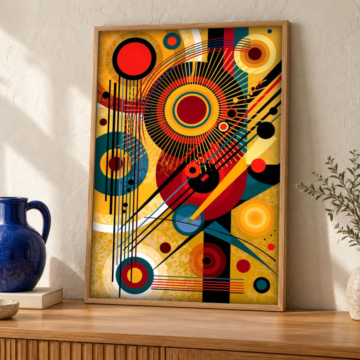 Abstract Wall Art, Bauhaus Geometric Composition, Man Cave
