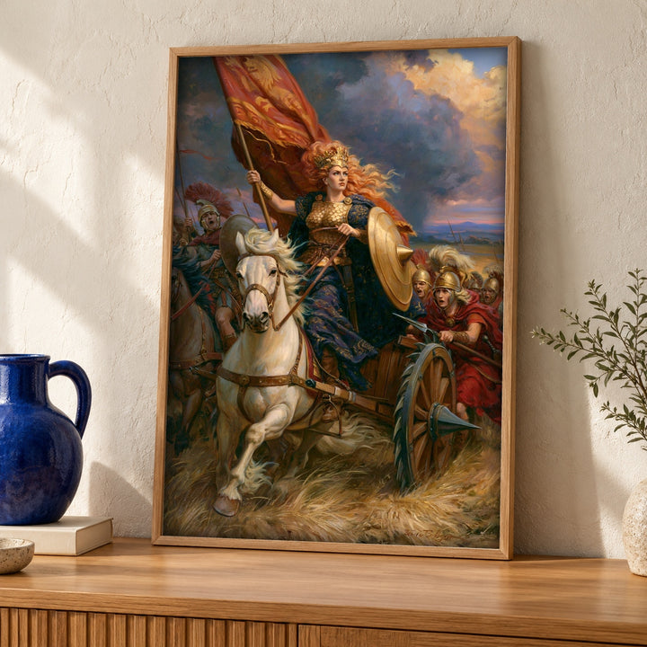 Female Warrior Art, Boudicca Iceni Queen Print, Medieval Battle