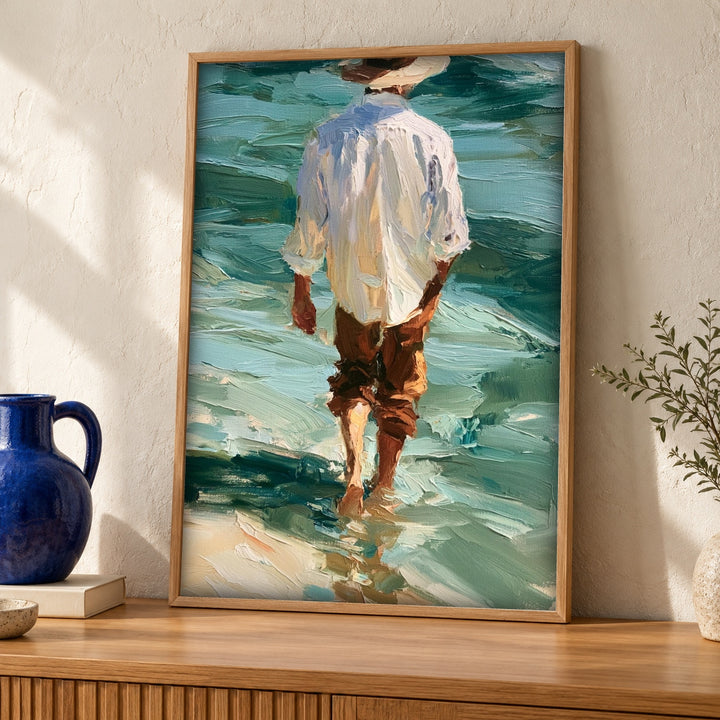 Coastal Wall Decor, Impressionist Beach Oil Painting Print
