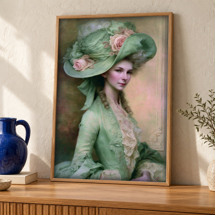 Rococo Portrait Art, 18th Century Noblewoman, Vintage Wall Decor