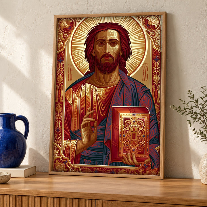 Orthodox Icon Art, Byzantine Christ Jesus Print, Christian Gift