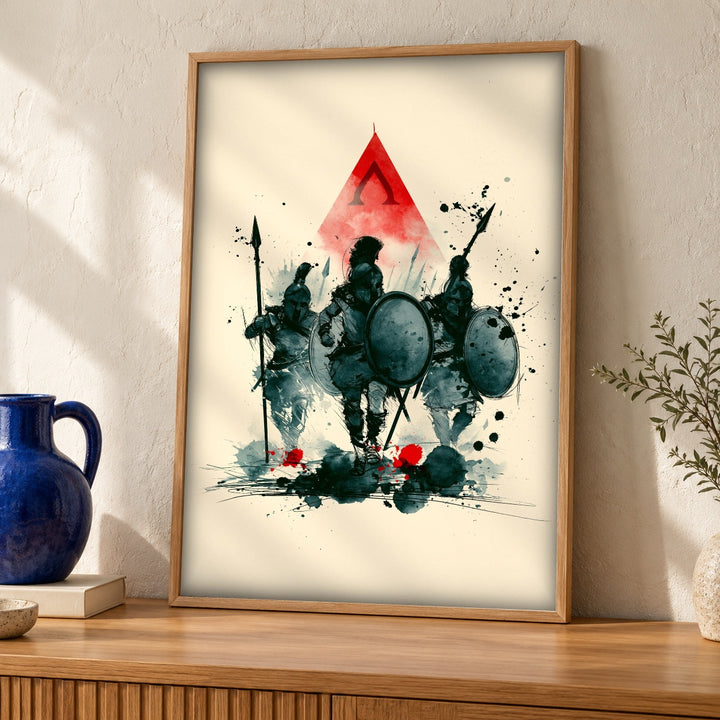 Spartan Wall Art, Ancient Greece Battle Print, Warrior Poster