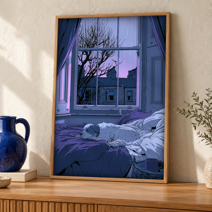 London Wall Art, Victorian Rainy Evening Dog Print