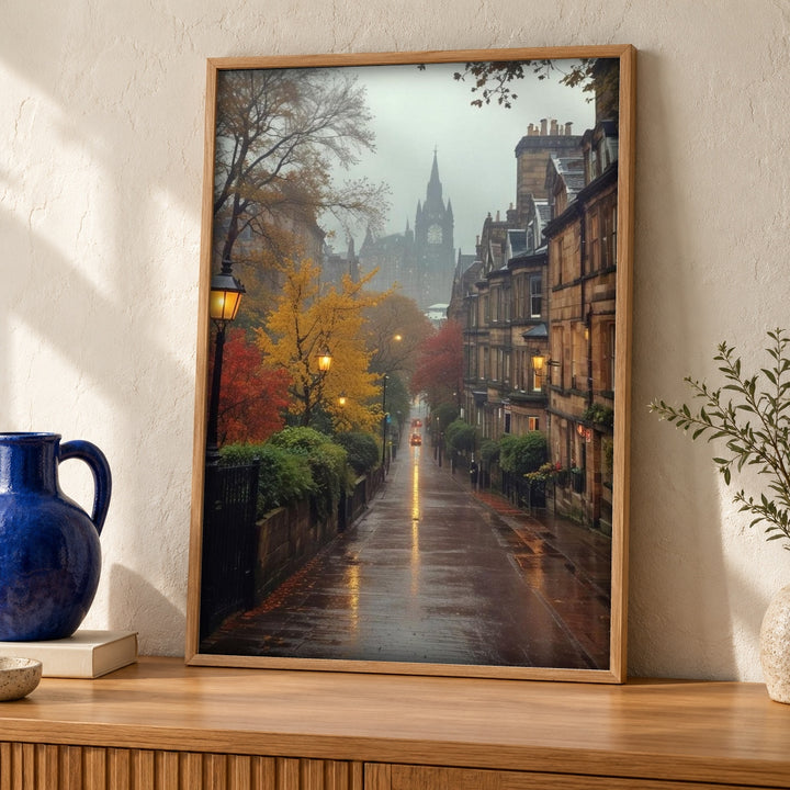 Edinburgh Wall Art, Autumn Gothic Street, Dark Academia Decor